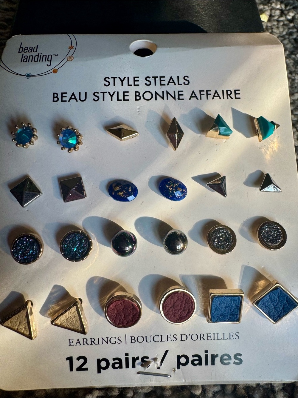 Bead Landing 12-Pair Stud Earring Set - NEW